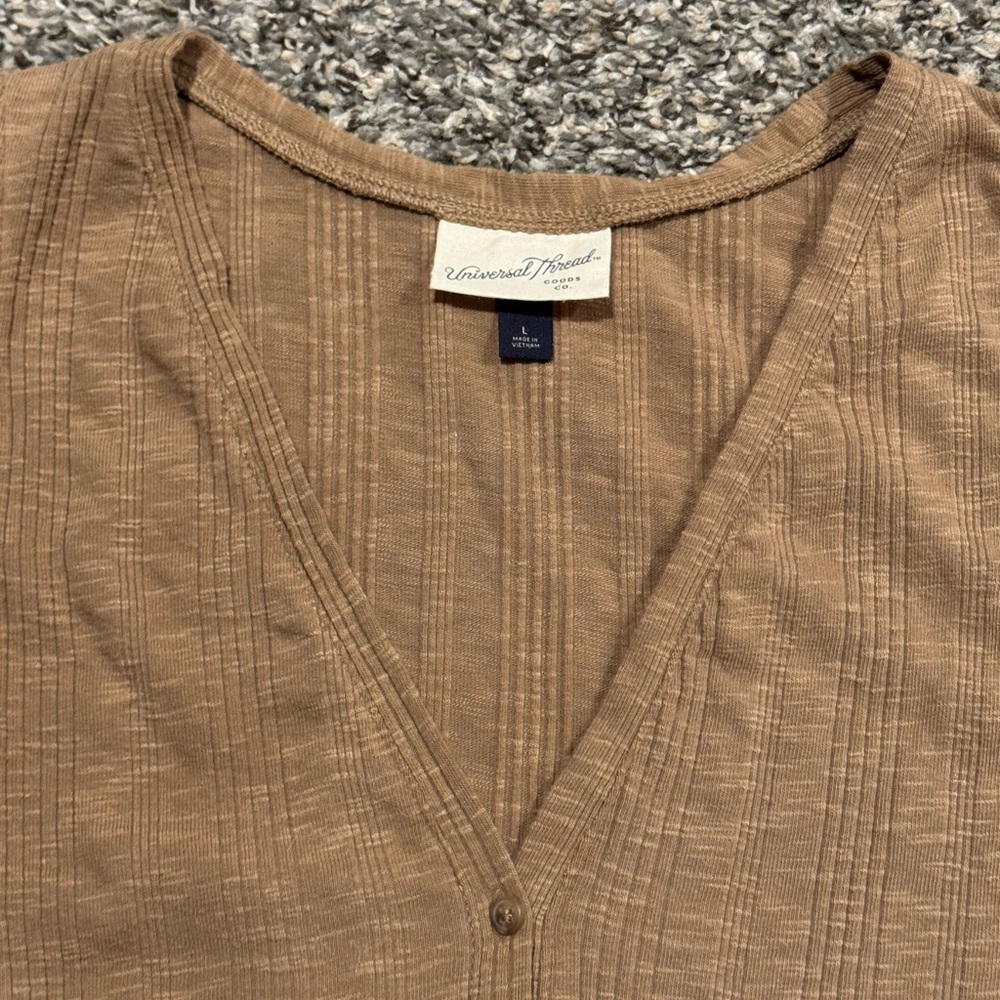Universal Thread Ribbed Button-Front Tank Top - Tan - Picture 3 of 5